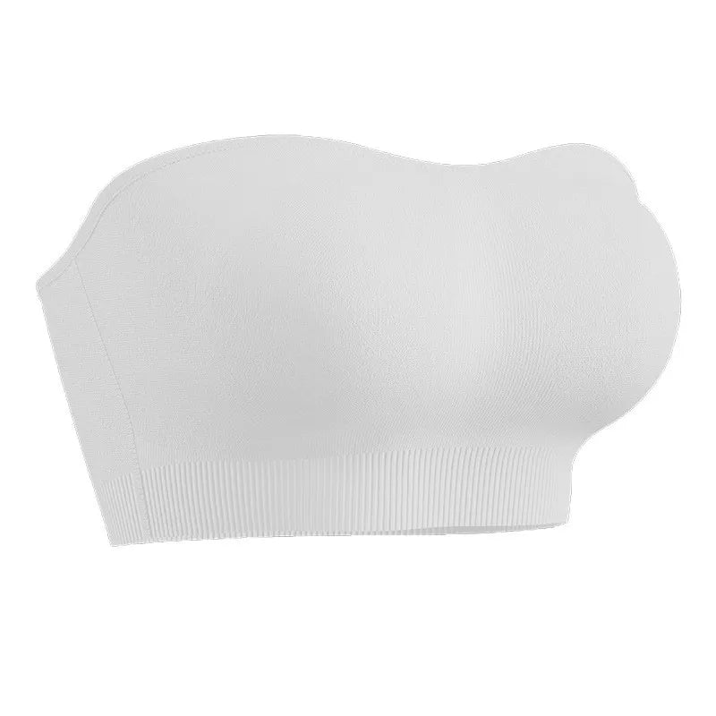 Ladies' Solid Color Tube Strapless Bra Chest Wrap Bandeau Unlined Seamless Breathable Comfortable Stretchy Underwear Tops