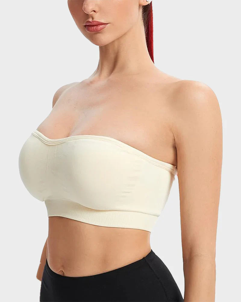 Ladies' Solid Color Tube Strapless Bra Chest Wrap Bandeau Unlined Seamless Breathable Comfortable Stretchy Underwear Tops
