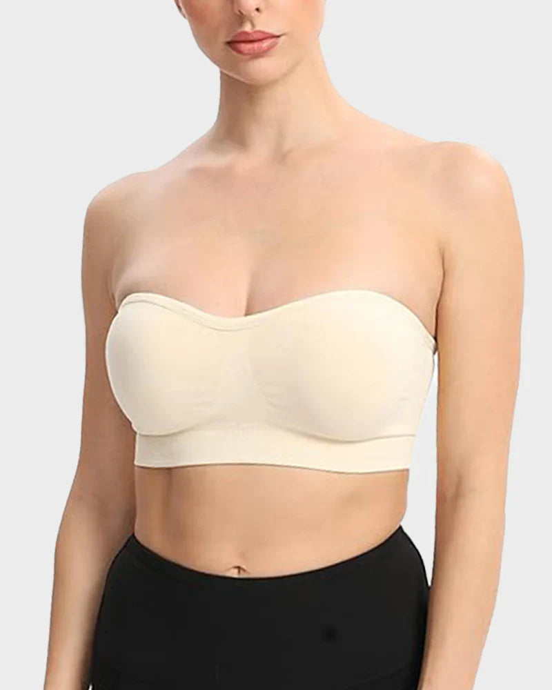 Ladies' Solid Color Tube Strapless Bra Chest Wrap Bandeau Unlined Seamless Breathable Comfortable Stretchy Underwear Tops