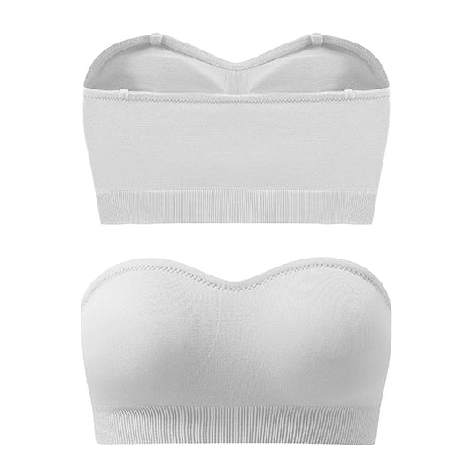Ladies' Solid Color Tube Strapless Bra Chest Wrap Bandeau Unlined Seamless Breathable Comfortable Stretchy Underwear Tops
